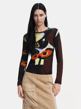 Узкая блузка Desigual, коричневый