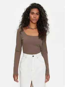 Узкая блузка Pieces, коричневый