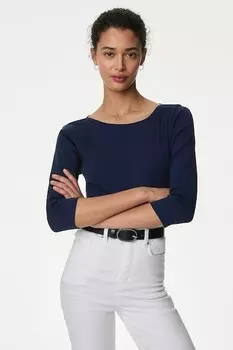 Узкая блузка с рукавами 3/4 Marks & Spencer, темно-синий