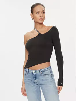 Узкая блузка Tommy Jeans, черный