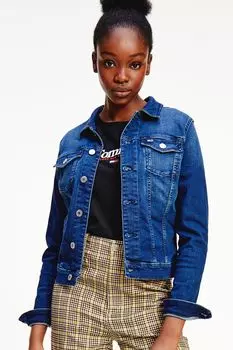 Узкая джинсовая куртка-дальнобойщик Tommy Jeans, синий
