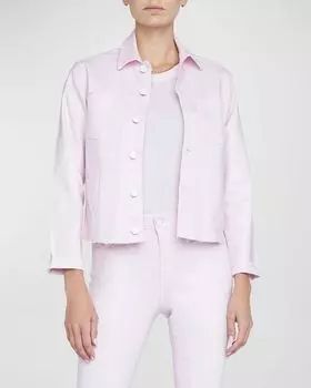 Узкая джинсовая куртка Janelle Raw L'Agence, цвет Lilac Snowwht Con Ct