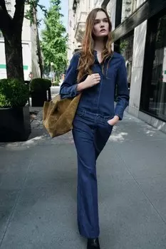 Узкая джинсовая рубашка коллекция zw ZARA, синий
