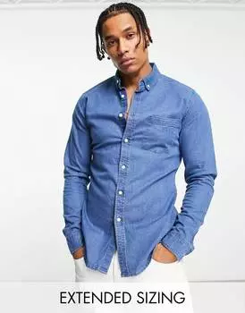 Узкая джинсовая рубашка средней потертости ASOS DESIGN
