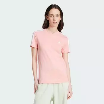 Узкая футболка Essentials с 3 полосками Adidas, цвет Semi Pink Spark/White
