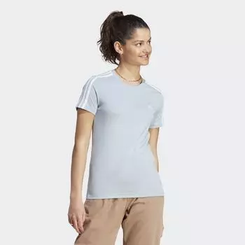Узкая футболка Essentials с 3 полосками Adidas, цвет Wonder Blue/White