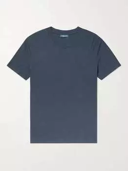 Узкая футболка из джерси из смеси хлопка и льна Frescobol Carioca, нави