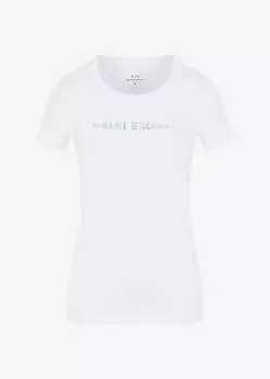 Узкая футболка из хлопкового джерси с логотипом Armani Exchange, белый