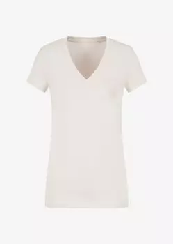Узкая футболка из хлопкового джерси с логотипом Armani Exchange, бежевый