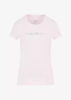 Узкая футболка из хлопкового джерси с логотипом Armani Exchange, розовый