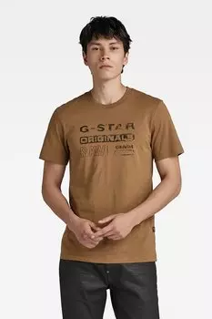 Узкая футболка из органического хлопка G-Star Raw, коричневый