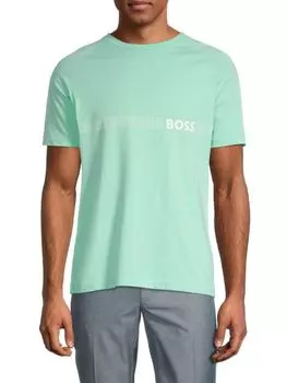 Узкая футболка с круглым вырезом и логотипом Boss, цвет Light Green