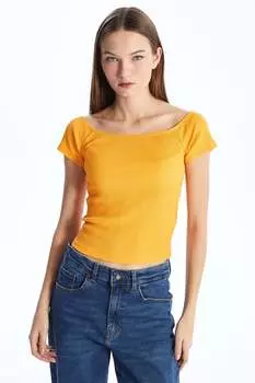 Узкая футболка с открытым плечом Lc Waikiki, оранжевый