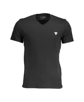 Узкая футболка с v образным вырезом и логотипом Guess, черный