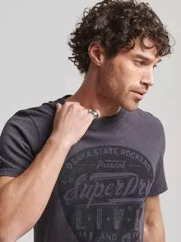 Узкая футболка Vintage Merch Store Superdry, тяжелый черный