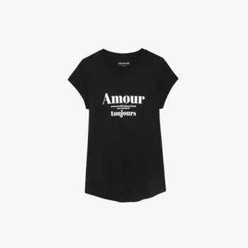 Узкая хлопковая футболка с принтом Amour Zadig&Voltaire, цвет noir