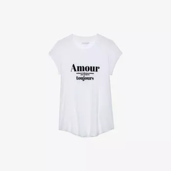 Узкая хлопковая футболка с принтом Amour Zadig&Voltaire, цвет blanc