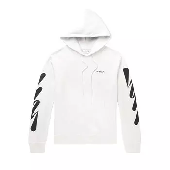 Узкая худи Off-White Wave Diag Белый/Черный