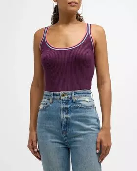 Узкая кашемировая майка Chen в рубчик Gabriela Hearst, цвет Italian Plum