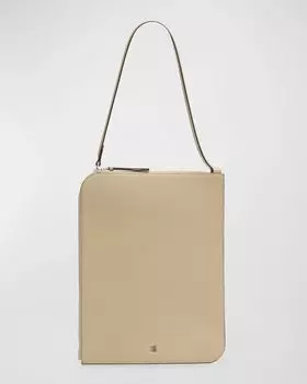 Узкая кожаная большая сумка на молнии Toteme, цвет Fawn