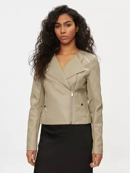 Узкая куртка из искусственной кожи Vero Moda, бежевый
