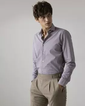 Узкая мужская рубашка бордового с микропринтом Puroego, красный