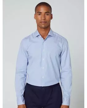 Узкая мужская рубашка с принтом в бенгальскую полоску синего цвета Hackett, синий