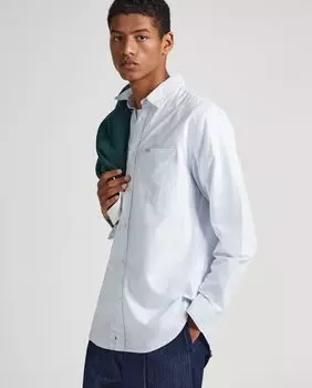 Узкая мужская рубашка с принтом в голубую полоску Pepe Jeans, светло-синий