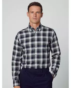 Узкая мужская рубашка с разноцветным принтом в клетку «тартан» Hackett, мультиколор