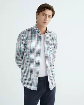 Узкая мужская рубашка в клетку Florentino, зеленый