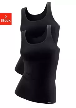 Узкая нижняя рубашка (2 шт. в упаковке) с небольшой тканой этикеткой на подоле Skiny, черный