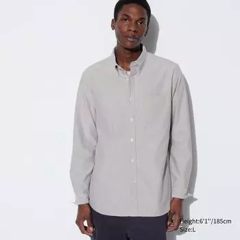 Узкая оксфордская рубашка UNIQLO, серый