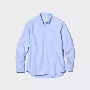 Узкая оксфордская рубашка UNIQLO, синий