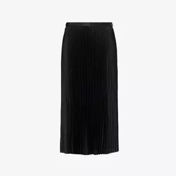 Узкая плиссированная тканая юбка миди Theory, черный