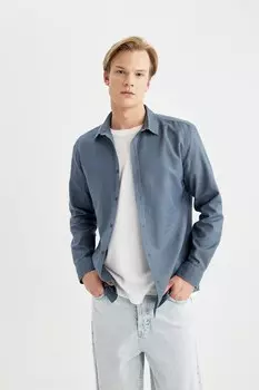 Узкая рубашка Defacto, синий