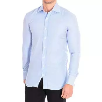 Узкая рубашка с длинными рукавами и воротником с лацканами danielle3 мужчина Cafe Coton, синий