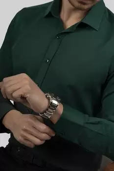 Узкая рубашка с квадратными пуговицами, зеленая хна, в подарочной упаковке Etikmen, зеленый