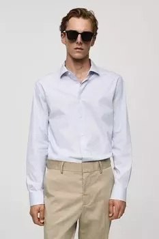 Узкая рубашка Vecchia Mango, белый, темно-синий