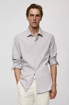 Узкая рубашка Vecchia Mango, коричневый, белый