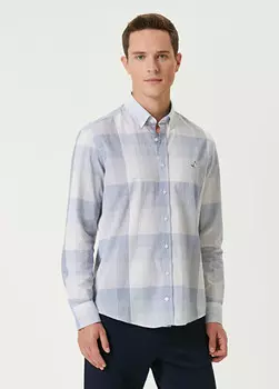 Узкая рубашка в клетку комфортного кроя Beymen Club, синий