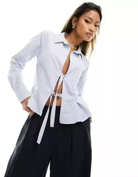 Узкая рубашка в полоску с пряжкой ASOS