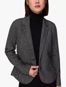 Узкая трикотажная куртка из фактурной смеси шерсти Whistles, черный/мульти