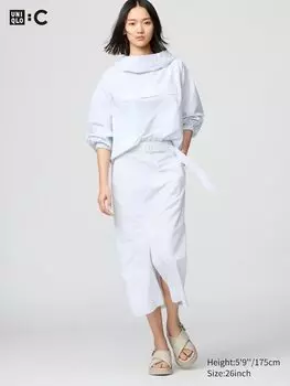 Узкая юбка с поясом Uniqlo, белый