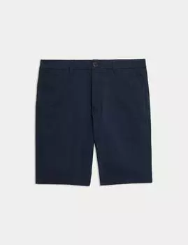 Узкие эластичные шорты-чиносы Marks & Spencer, темно-синий