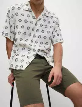 Узкие эластичные шорты-чиносы Marks & Spencer, темный хаки