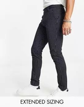 Узкие элегантные брюки скинни в темно-синюю полоску ASOS DESIGN