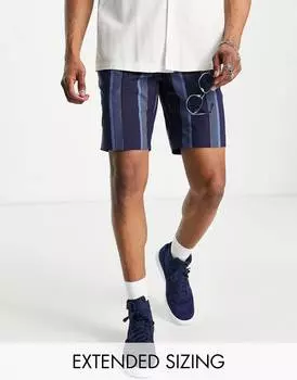 Узкие элегантные шорты в широкую темно-синюю полоску ASOS DESIGN