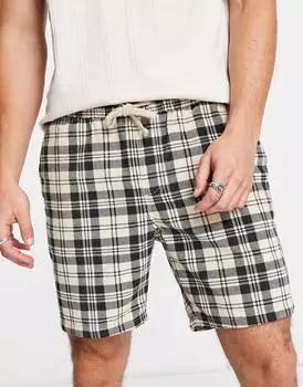 Узкие бежевые шорты в клетку ASOS DESIGN