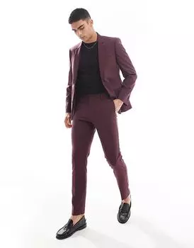 Узкие брюки ASOS DESIGN бордового цвета