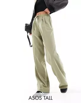 Узкие брюки без застежки ASOS Tall цвета хаки